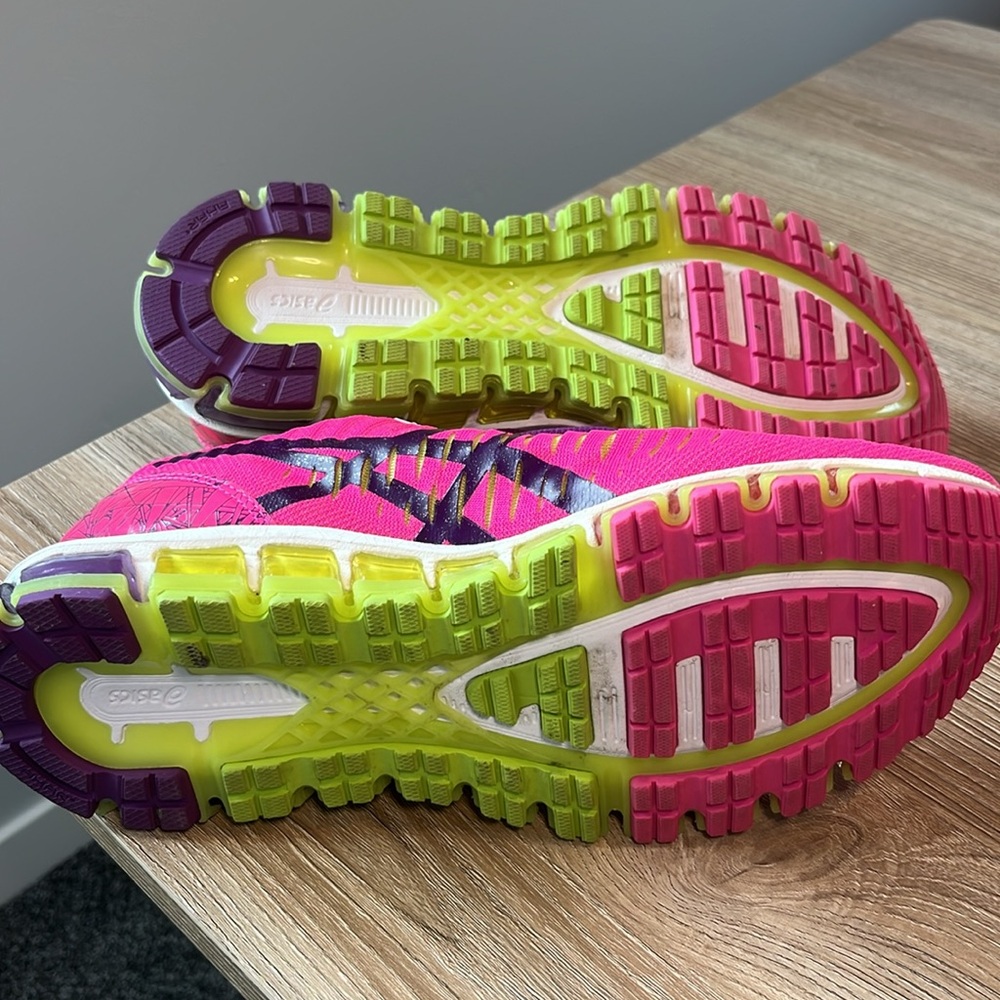 ASICS Girls Pink, Purple, Lime Sneakers - Picture 7 of 9